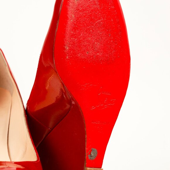 Christian Louboutin Ron Ron 100 Red Patent Leather Wedges - Picture 5 of 8